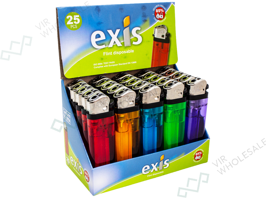 EXIS Disposable Lighters - 25 Per Pack - VIR Wholesale