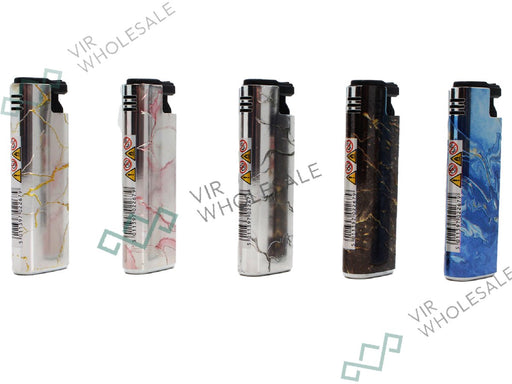 Flamejack Colourful Windproof Dustproof Jet Lighters (Really Powerful) Blue & Silver Metal Design 25 Pack - VIR Wholesale