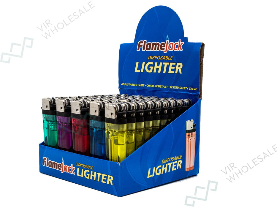 FLAMEJACK DISPOSABLE FLINT LIGHTERS (50) - VIR Wholesale