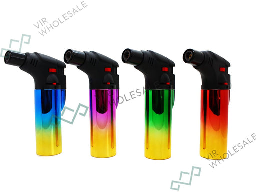 Flamejack Lighter Turbo Let Flame Big - 20 Pack Rainbow 4 Assorted Designs - VIR Wholesale
