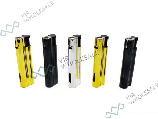 Flamejack Metal Windproof Jet Flame Lighter - 25 Pack Gold and Silver - VIR Wholesale