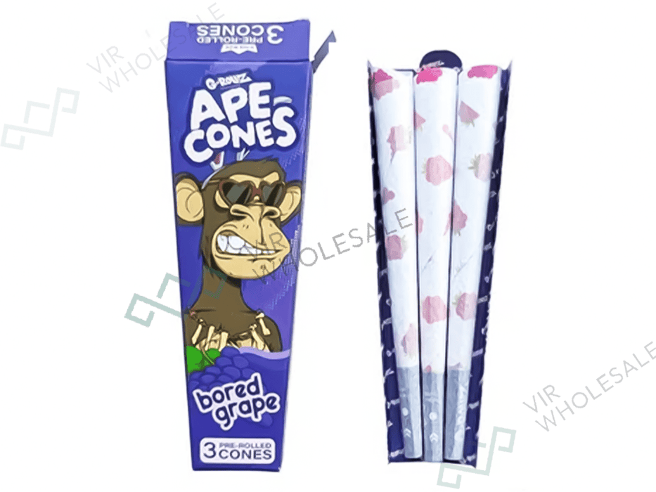 G - ROLLZ Ape Cones - 24 Per Box - 3 Cones Per Pack - Pop Activated Flavoured Filter - Bored Grape - VIR Wholesale