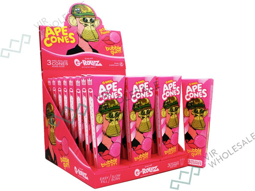 G - ROLLZ Ape Cones - 24 Per Box - 3 Cones Per Pack - Pop Activated Flavoured Filter - Bubble Gum - VIR Wholesale