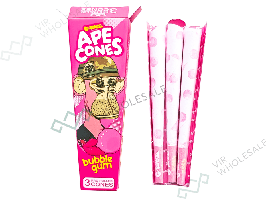 G - ROLLZ Ape Cones - 24 Per Box - 3 Cones Per Pack - Pop Activated Flavoured Filter - Bubble Gum - VIR Wholesale