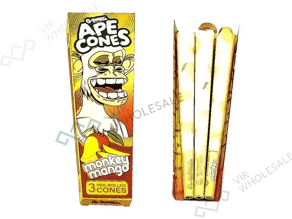 G - ROLLZ Ape Cones - 24 Per Box - 3 Cones Per Pack - Pop Activated Flavoured Filter - Monkey Mango - VIR Wholesale