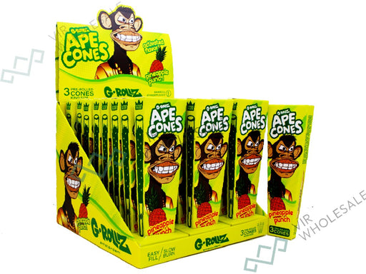 G - ROLLZ Ape Cones - 24 Per Box - 3 Cones Per Pack - Pop Activated Flavoured Filter - Pineapple Punch - VIR Wholesale