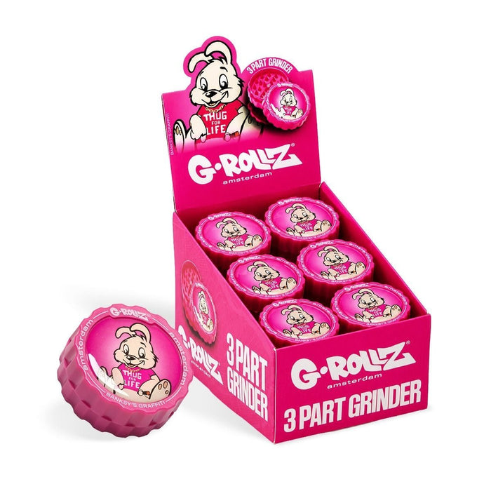 G-Rollz Banksy's Graffiti 3-Part Grinder 53mm 'Thug for Life' Pink (18pcs Display) - VIR Wholesale