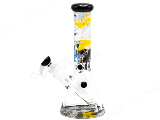 G - Rollz | Banksy’s Graffiti Armoured Dove – Percolator Beaker Bong – (H: 35 cm, Ø: 50 mm, SG: 29.2 mm) - VIR Wholesale