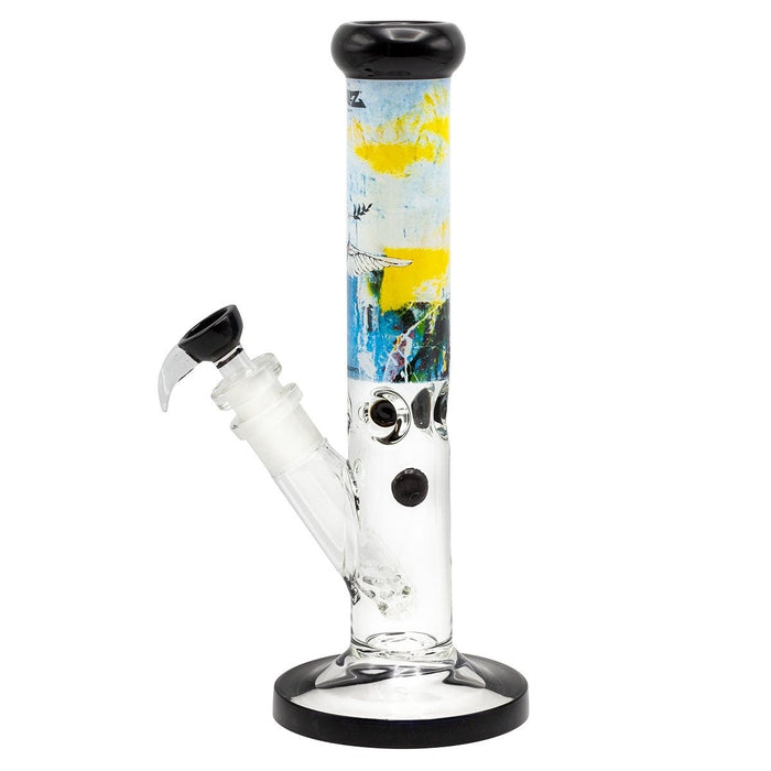 G-Rollz Banksy’s Graffiti Bulletproof Dove Straight Bong White 35cm Ø50mm SG29.2mm – Ice Catcher & Chillum - VIR Wholesale