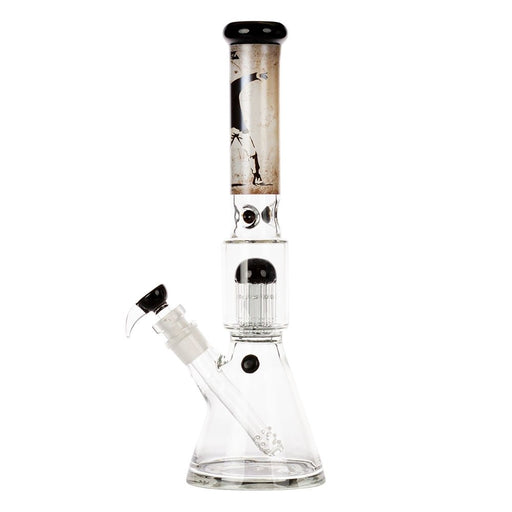 G - Rollz | Banksy's Graffiti 'Flower Thrower' - Beaker Bong H:42cm - Ø:50mm - SG:29.2mm - VIR Wholesale