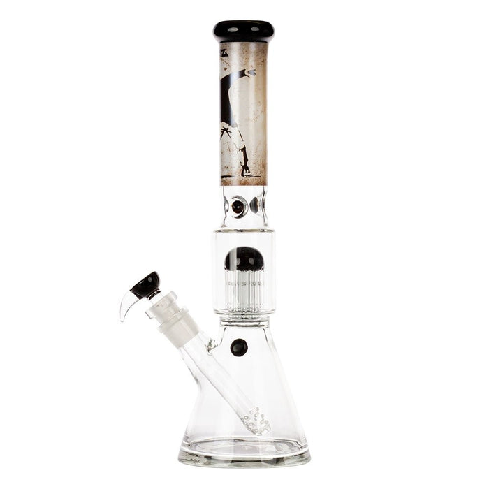 G - Rollz | Banksy's Graffiti 'Flower Thrower' - Beaker Bong H:42cm - Ø:50mm - SG:29.2mm - VIR Wholesale