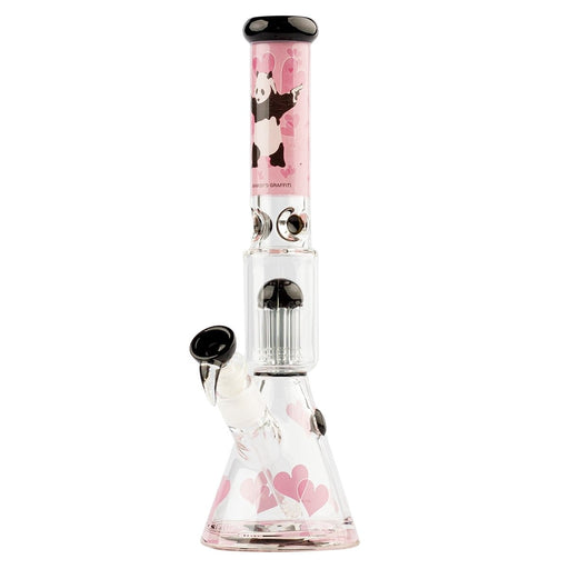 G - ROLLZ | Banksy's Graffiti 'Panda Gunnin' - Pink Beaker Bong H:35cm - Ø:40mm - VIR Wholesale