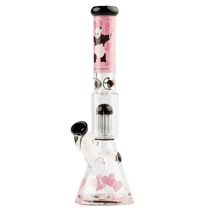 G - ROLLZ | Banksy's Graffiti 'Panda Gunnin' - Pink Beaker Bong H:35cm - Ø:40mm - VIR Wholesale