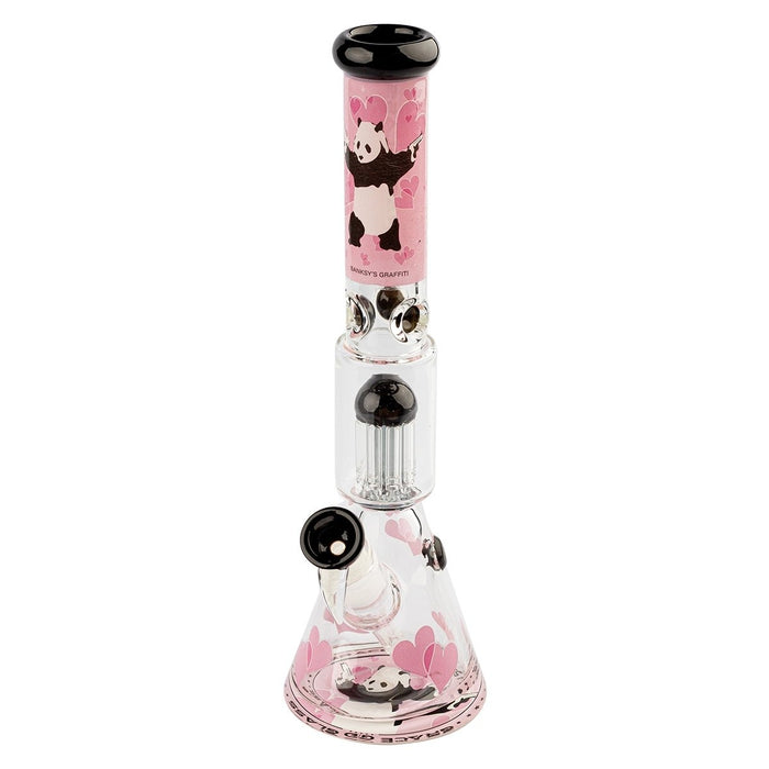 G - ROLLZ | Banksy's Graffiti 'Panda Gunnin' - Pink Beaker Bong H:35cm - Ø:40mm - VIR Wholesale
