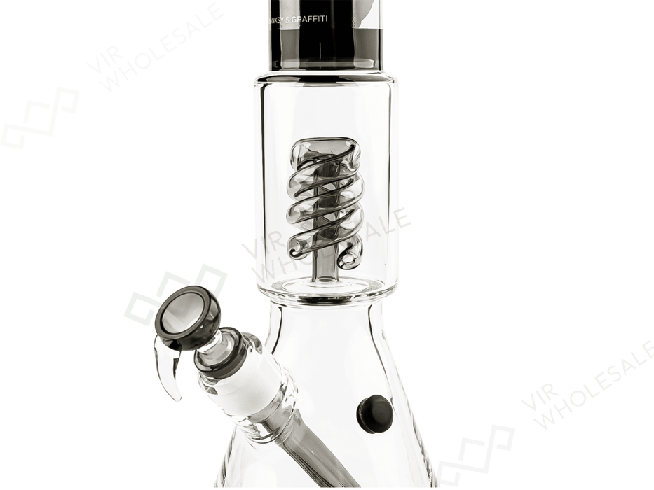 G - Rollz | Banksy’s Graffiti ‘Rude Copper’ – Spiral Percolator Beaker Bong – Black - VIR Wholesale