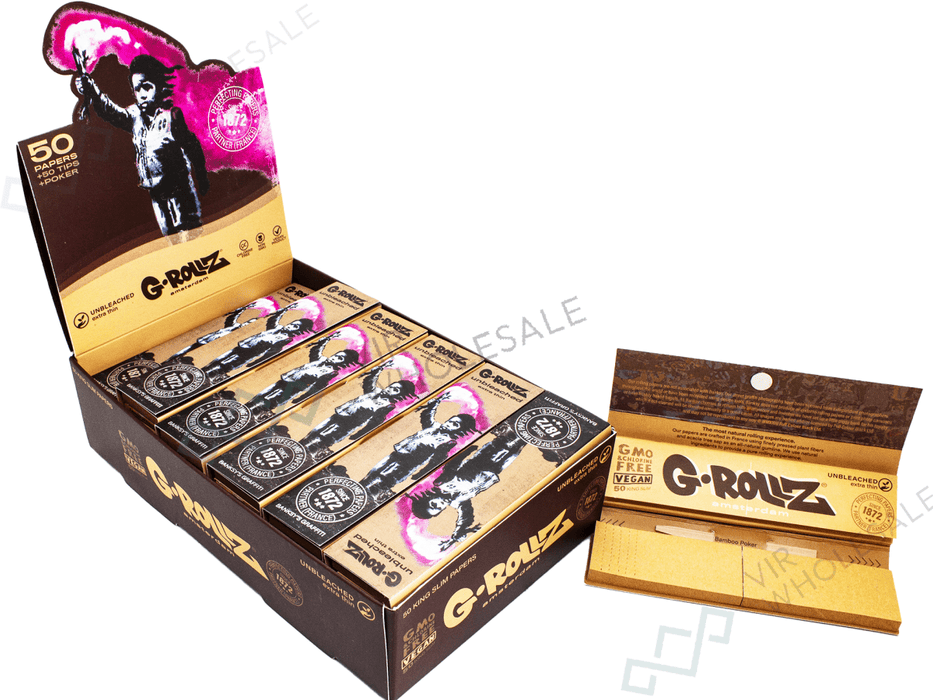 G - ROLLZ Brown "Torch Boy" King Size Slim Papers + Tips - VIR Wholesale