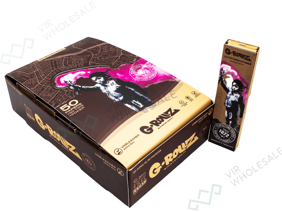 G - ROLLZ Brown "Torch Boy" King Size Slim Papers + Tips - VIR Wholesale