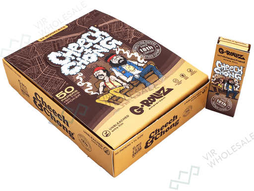 G - Rollz Cheech & Chong “In the Chair” 1¼ Size Papers + Tips – Full Display Box - VIR Wholesale