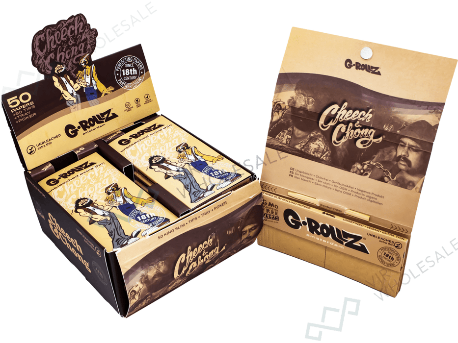 G - ROLLZ Cheech & Chong “Joint Venture” King Size Slim Papers + Tips (Display Box) - VIR Wholesale