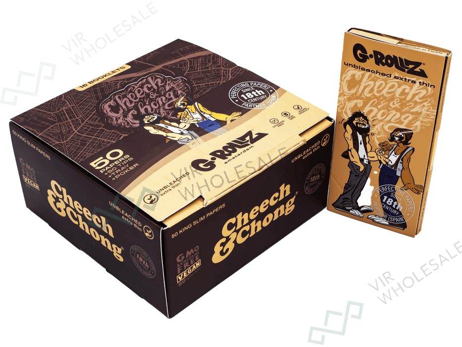 G - ROLLZ Cheech & Chong “Joint Venture” King Size Slim Papers + Tips (Display Box) - VIR Wholesale