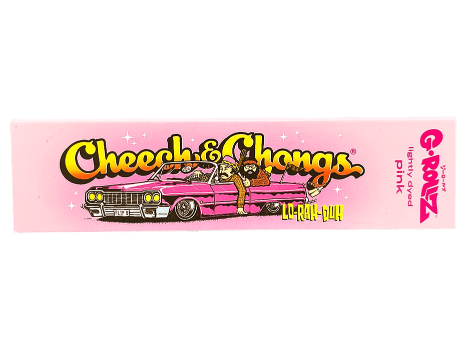 G - Rollz Cheech & Chong™ “Lowrider” Pink 1¼ Papers + Tips – Full Display Box - VIR Wholesale