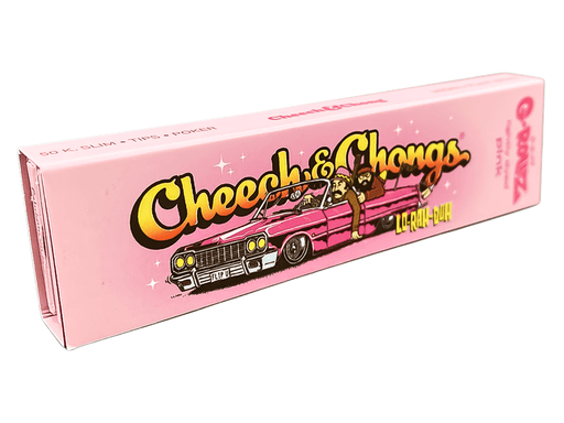 G - Rollz Cheech & Chong™ “Lowrider” Pink King Size Slim Papers + Tips – Full Display Box - VIR Wholesale