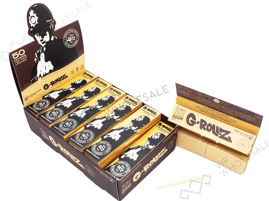 G - Rollz Cheech & Chong “Rude Copper” King Size Slim Papers + Tips – Full Display Box - VIR Wholesale