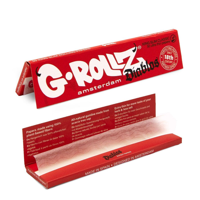 G - Rollz | Diablos - 50 White KS Slim Papers (50 Booklets Display) - VIR Wholesale