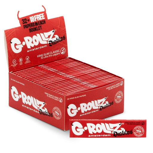 G - Rollz | Diablos - 50 White KS Slim Papers (50 Booklets Display) - VIR Wholesale
