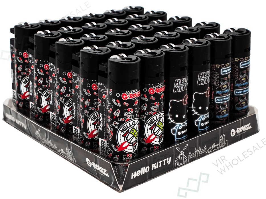 G - Rollz Hello Kitty Lighters – Black Neon Print (30 Per Box, 3 Designs) - VIR Wholesale