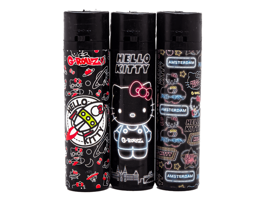 G - Rollz Hello Kitty Lighters – Black Neon Print (30 Per Box, 3 Designs) - VIR Wholesale
