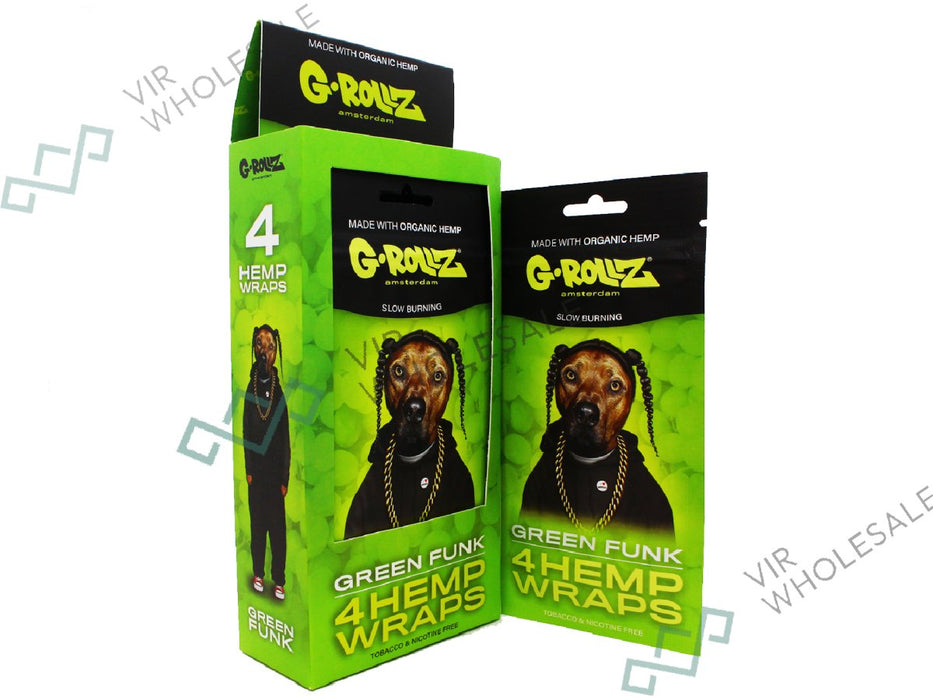 G - ROLLZ Hemp Wraps - 15 Per Box - 4 Per Pack - Green Funk - VIR Wholesale