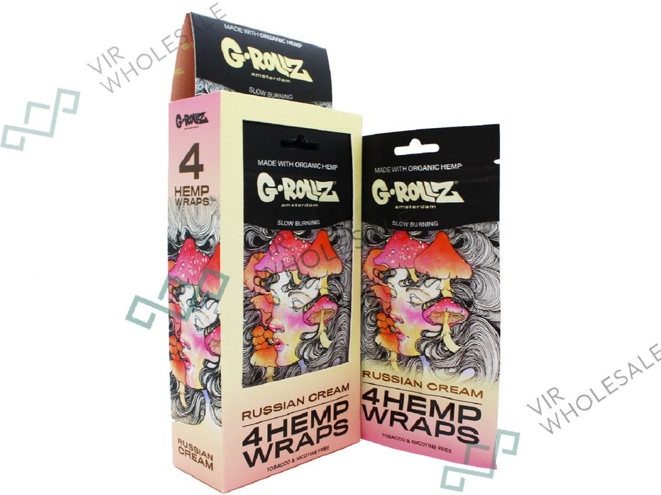 G - ROLLZ Hemp Wraps - 15 Per Box - 4 Per Pack - Russian Cream - VIR Wholesale