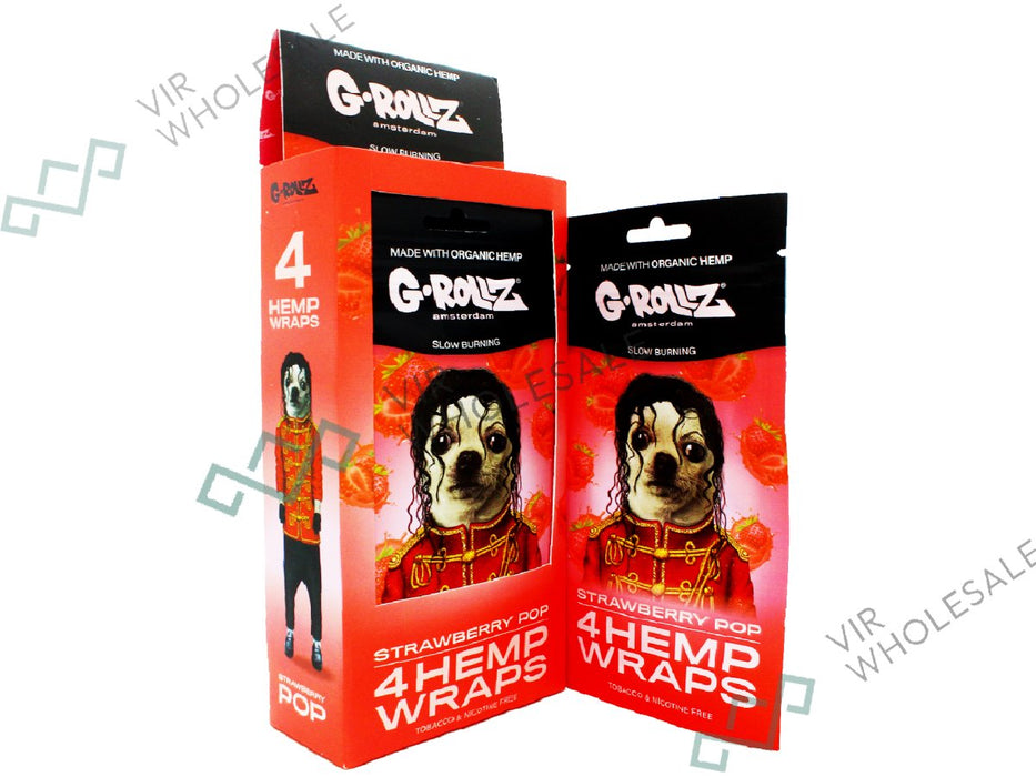 G - ROLLZ Hemp Wraps - 15 Per Box - 4 Per Pack - Strawberry Pop - VIR Wholesale