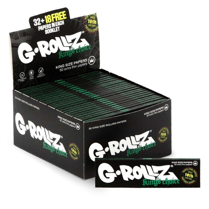 G - Rollz King's Choice - 50 White KS Wide Papers (50 Booklets Display) - VIR Wholesale
