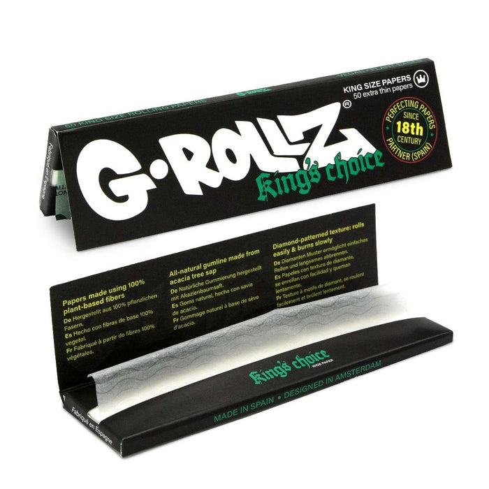 G - Rollz King's Choice - 50 White KS Wide Papers (50 Booklets Display) - VIR Wholesale
