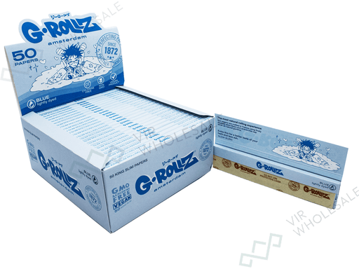 G - ROLLZ | LIGHTLY DYED BLUE - 50 King Size Slim Rolling Paper (50 Booklets) - VIR Wholesale