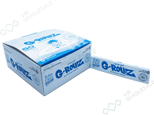 G - ROLLZ | LIGHTLY DYED BLUE - 50 King Size Slim Rolling Paper (50 Booklets) - VIR Wholesale