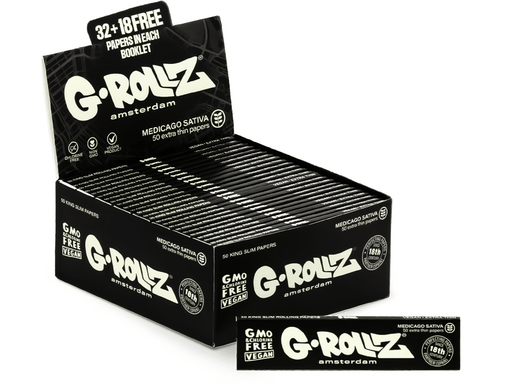 G - Rollz | Medicago Sativa Extra Thin - 50 KS Slim Papers (50 Booklets Display) - VIR Wholesale