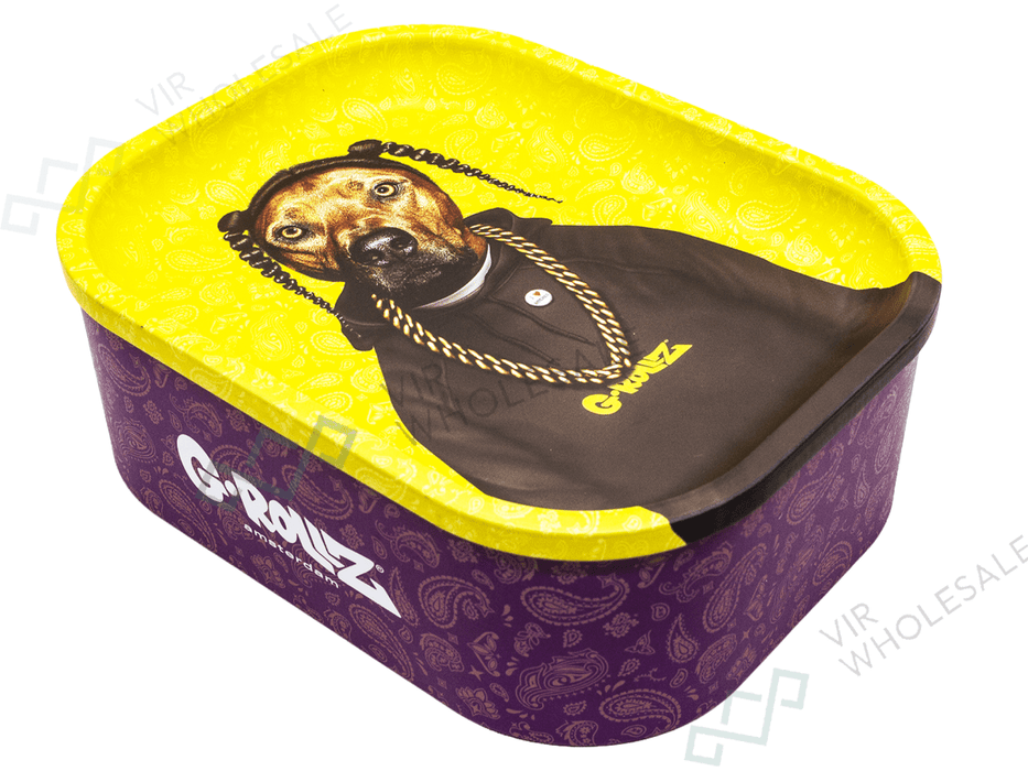 G - Rollz Medium Storage Box Tin with Tray Lid – 7 Unique Designs (17 x 13 x 7cm) (Sold Individually) - VIR Wholesale