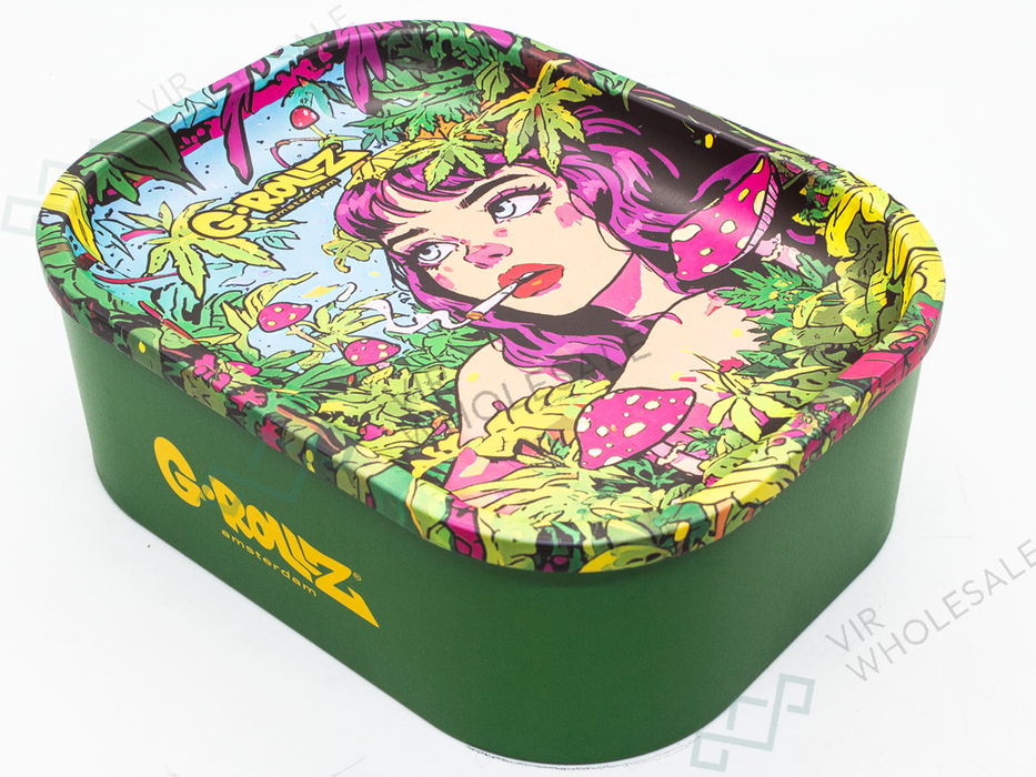 G - Rollz Medium Storage Box Tin with Tray Lid – 7 Unique Designs (17 x 13 x 7cm) (Sold Individually) - VIR Wholesale