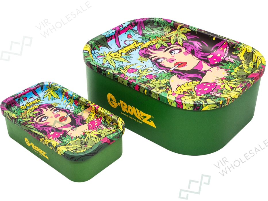 G - ROLLZ Mini Storage Box Tin with Tray Lid – 7 Unique Designs (12.3 x 7 x 3.2cm) - 15 Tins Per Box - VIR Wholesale