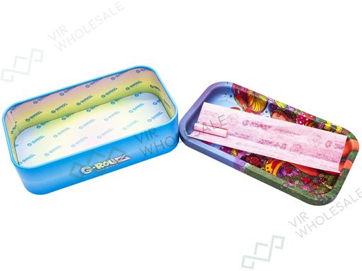 G - ROLLZ Mini Storage Box Tin with Tray Lid – 7 Unique Designs (12.3 x 7 x 3.2cm) - 15 Tins Per Box - VIR Wholesale