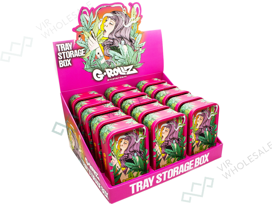 G - ROLLZ Mini Storage Box Tin with Tray Lid – 7 Unique Designs (12.3 x 7 x 3.2cm) - 15 Tins Per Box - VIR Wholesale