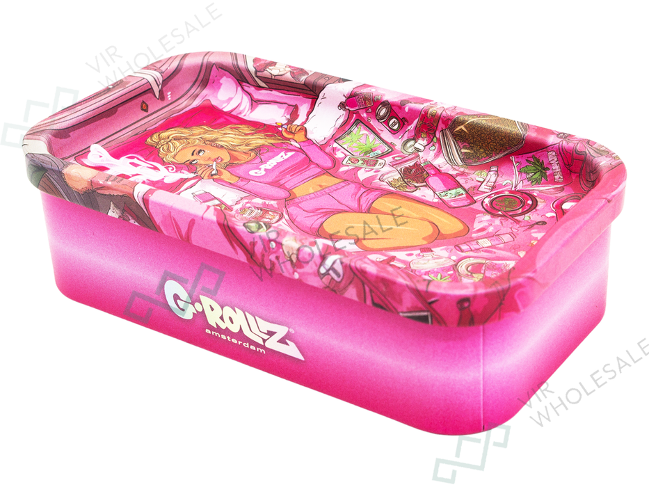G - ROLLZ Mini Storage Box Tin with Tray Lid – 7 Unique Designs (12.3 x 7 x 3.2cm) - 15 Tins Per Box - VIR Wholesale