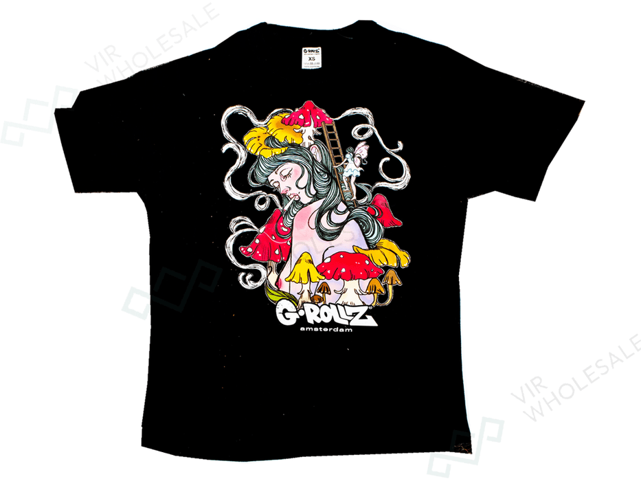 G - Rollz Mushroom Lady Black T-Shirt – XS, S, M, L, XL, XXL - VIR Wholesale