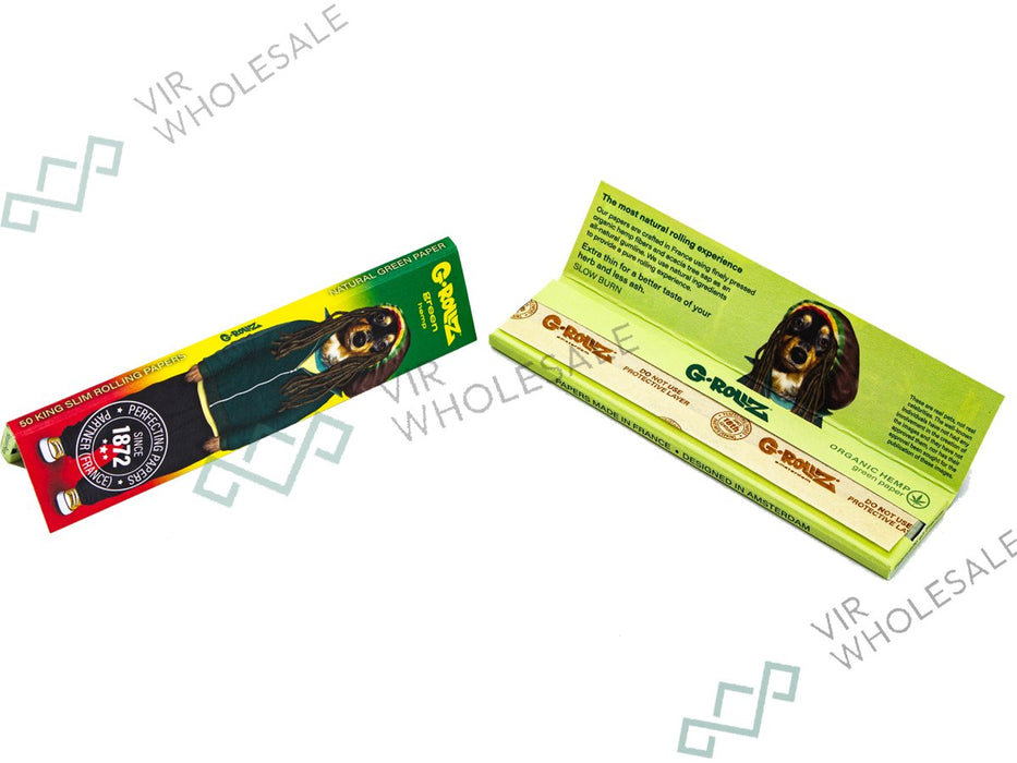 G - Rollz | Organic Green Unbleached KSS Papers - 50 Per Pack - VIR Wholesale