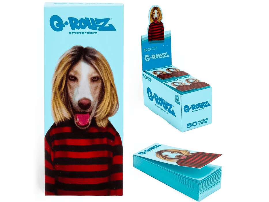 G - Rollz Pets Rock “Grunge” Blue Filter Tips – Full Display Box - VIR Wholesale