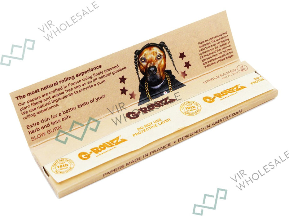 G - Rollz | Pets Rock 'Rap' Unbleached - 50 KS Slim Papers - VIR Wholesale