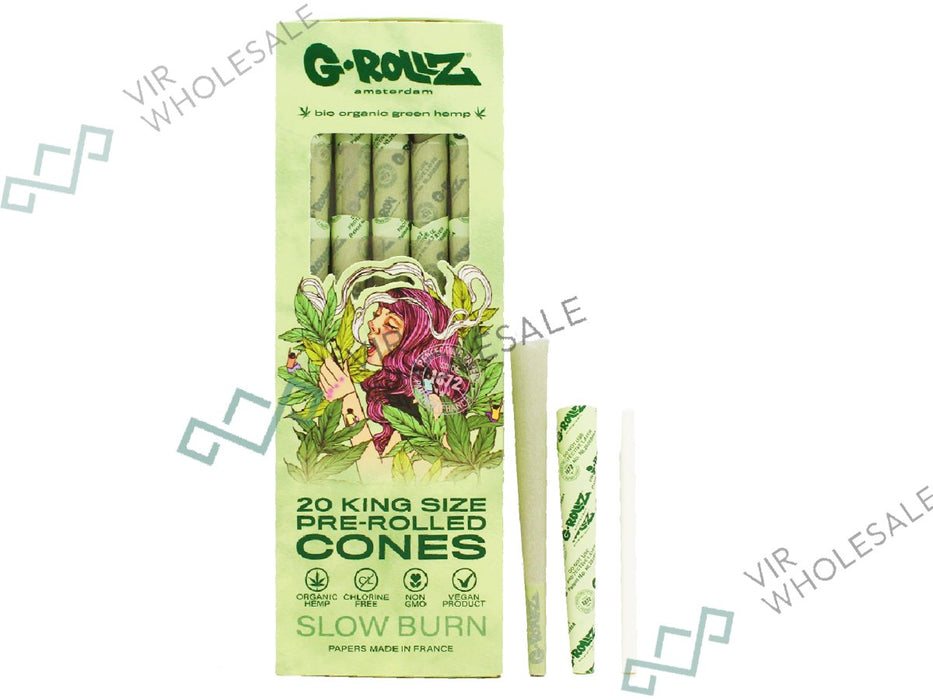 G - ROLLZ Pre Rolled Cones 20 Pack - Bio Organic Green Hemp - VIR Wholesale